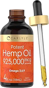 Carlyle Hemp Seed Oil 925,000 mcg | High Potency | Contains Omega 3,6,9 | Cold Pressed | Vegetarian, Non-GMO, Gluten Free