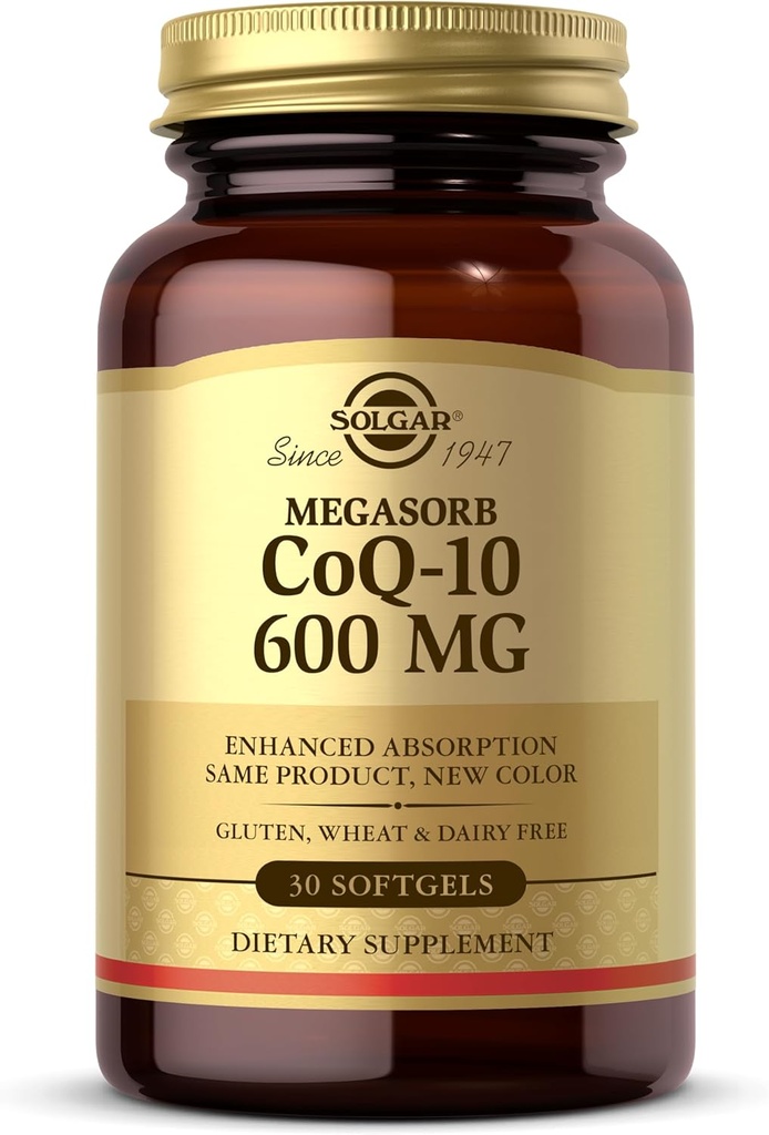 Solgar Megasorb CoQ-10 600 mg, 30 Softgels - Προάγει την υγεία του νευρικού συστήματος - Συμπλήρωμα συνένζυμου Q10 - Ενισχυμένη απορρόφηση - Χωρίς γλουτένη, χωρίς γαλακτοκομικά - 30 Σερβιέτες
