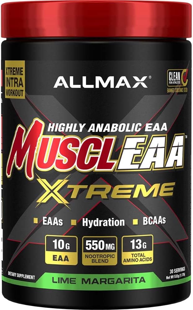 ALLMAX MUSCLEAA Xtreme, Lime Margarita - 532 g Toz - EAAs, BCAAs & Hydration - Up to 30 Services...