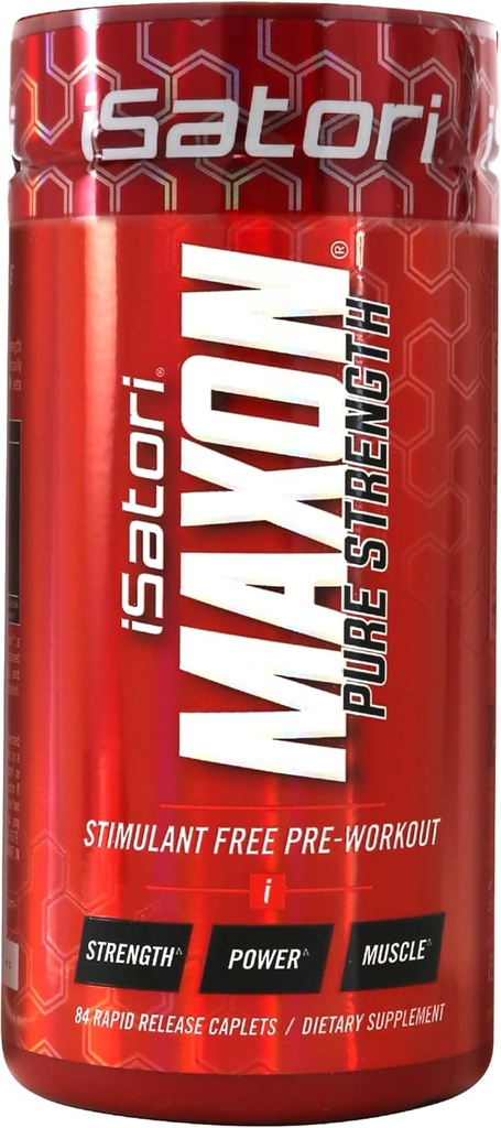 iSatori Maxon Stim Free Pre Workout Tabletler, Pure Strength & Performance Formula ile Kre-Alka Kretine, Fenugreek, Agmapure & pickvATP, Caffeine Free Pre Workout for Men, 84 Tabletler için İşout