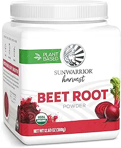 Sunwarrior Beet Root Toz Nitrik Oksit Stamina Blood ve Flow Circulation Natural Non-GMO Keto Vegan Superfood for Smoothies Acai Pudding Baking 360g sq tub (90 hizmet) Organik Harvest