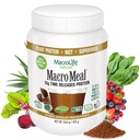 MacroLife Naturals MacroMeal Vegan Chocolate Protein Powder Superfood Greens Probiotics + Fiber, ανοσοποιητική ενέργεια Diestive Καθημερινή Απαραίτητα για γυναίκες & άνδρες Gluten-Free - 23.8oz (15 σερβίροντας) σοκολάτα