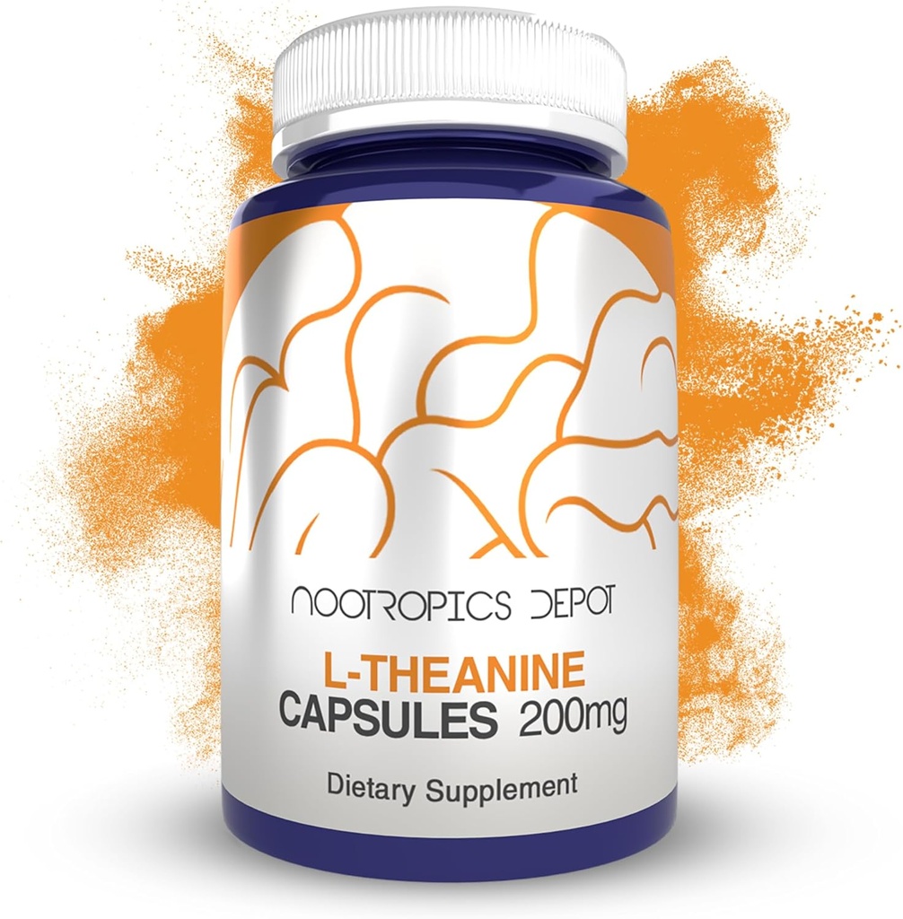Nootropics Depot L-Theanine Capsules 200 mg (180 Kont) | Tavsiyeler Rahatlama | Sağlıklı Stres Seviyeleri + Uyku Lisansları | Bilişsel Fonksiyonlu + Focus | Amino Asit Supplements