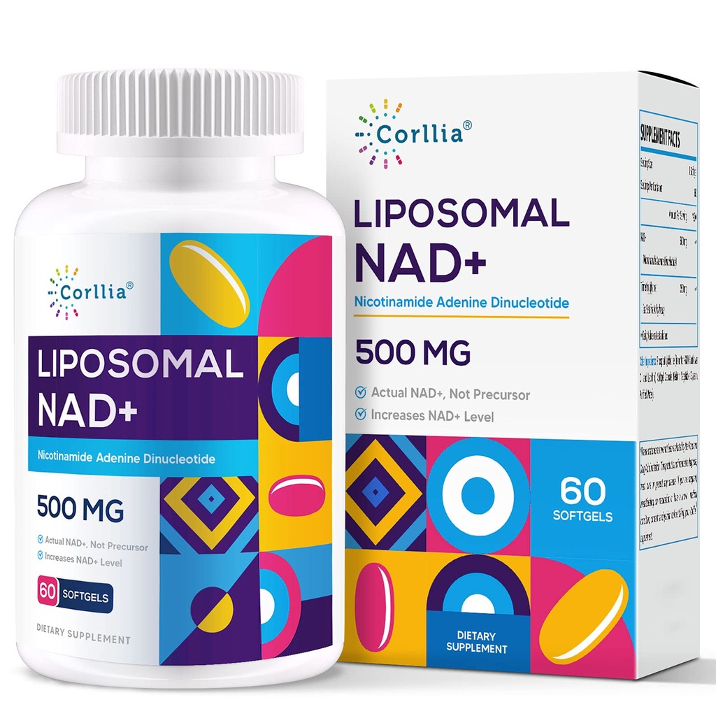 Λιποσωμική NAD+ 500mg με TMG 250mg Softgels, Νικοτιναμίδη Ριβοζίτης Εναλλακτική, Πραγματική NAD+ Συμπλήρωμα, 60 Υπηρεσίες