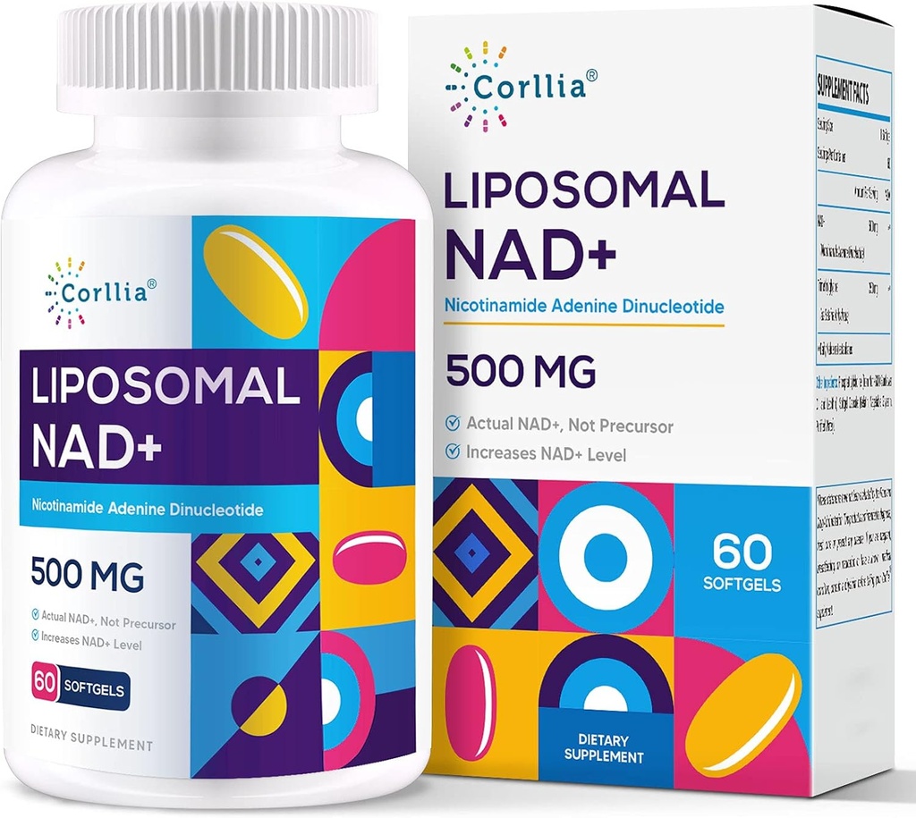 Liposomal NAD+ TMG 250 mg Softgels, Nicotinamid Riboside Alternatif, Actual NAD+ 500 mg with TMG 250 mg Softgels, Nicotinamid Riboside Alternative, Actual NAD+ Tamam, 60 Hizmet