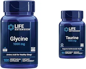 Life Extension Glycine 1000 mg, Promotes Relaxation, Healthy Sleep & Taurine, Pure Taurine Amino Acid Supplement, Heart, Liver and Brain Health
