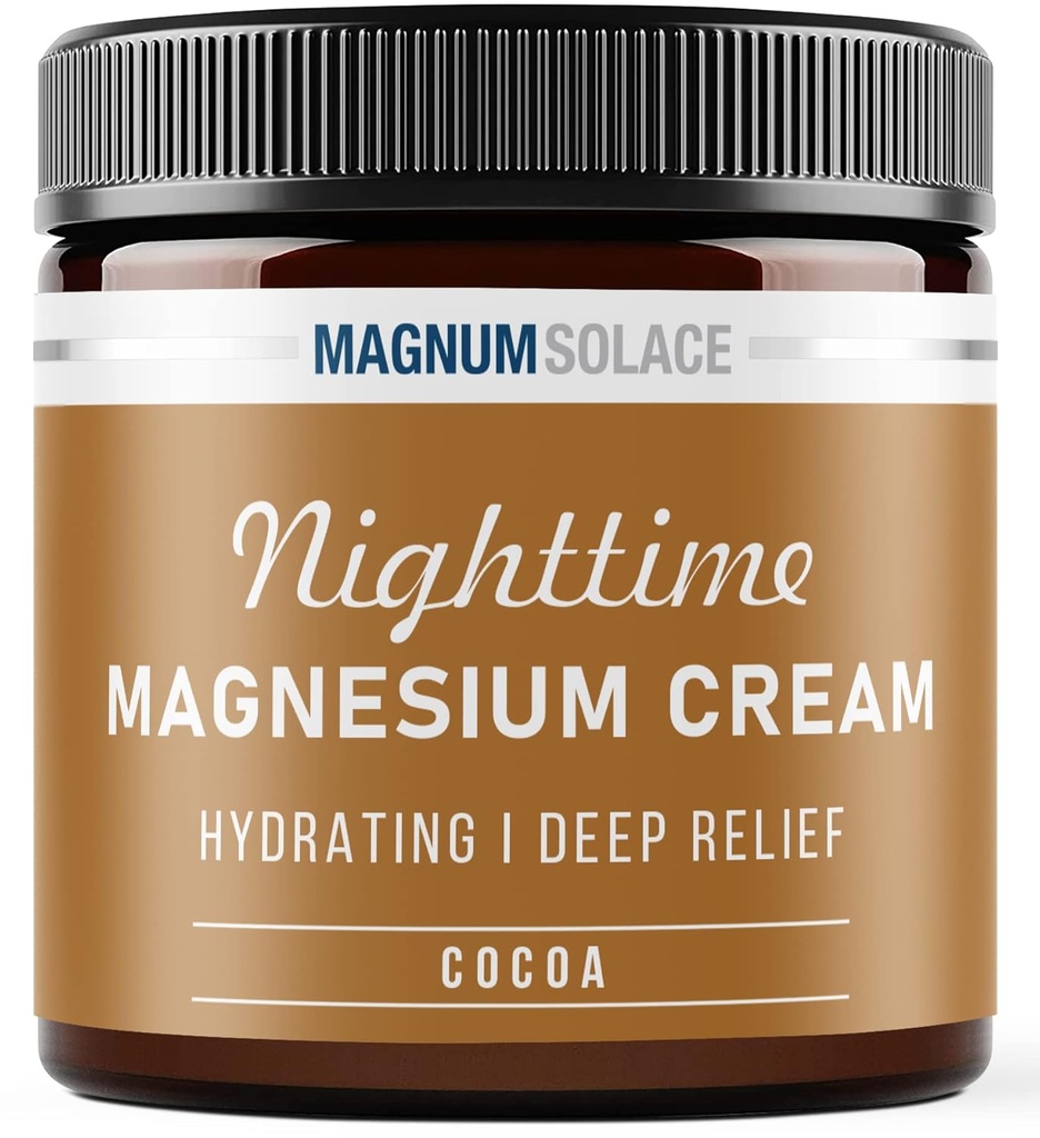 Magnesium Cream – Nighttime Magnesium Lotion – Apply to Legs, Buttocks, Arms or Chest – Topical Magnesium Chloride – USA Made and Safe for Kids (Cocoa)