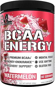EVL BCAAs Amino Asits Toz - BCAA Energy Pre Workout Toz for Muscle Recovery Lean growth and Endurance - Rehydating Post Workout Recovery Drink with Natural Caffeine - Watermelon