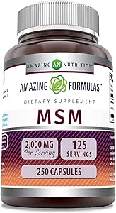 Amazing Formulas MSM (Methylsulfonylmethane) Tamam | 2000 Mg Per | Capsules | Non-GMO | Gluten Free | Made in USA (1 Pack, 250 Count)