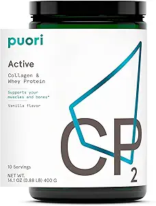 Puori Whey Protein Toz Collagen, CP2 Active, Pasture Yükseltildi, Grass-Fed & Non-GMO - 100 Natural and Pure for Muscle growth - 14.8G Protein 0.88lbs