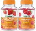 Lifeable Collagen & Vitamin C +, Magnezyum Gummies Sche - Great Tasting, Vitamin Supplement, Gluten Free, GMO Free, Chewable Gummy Gummy