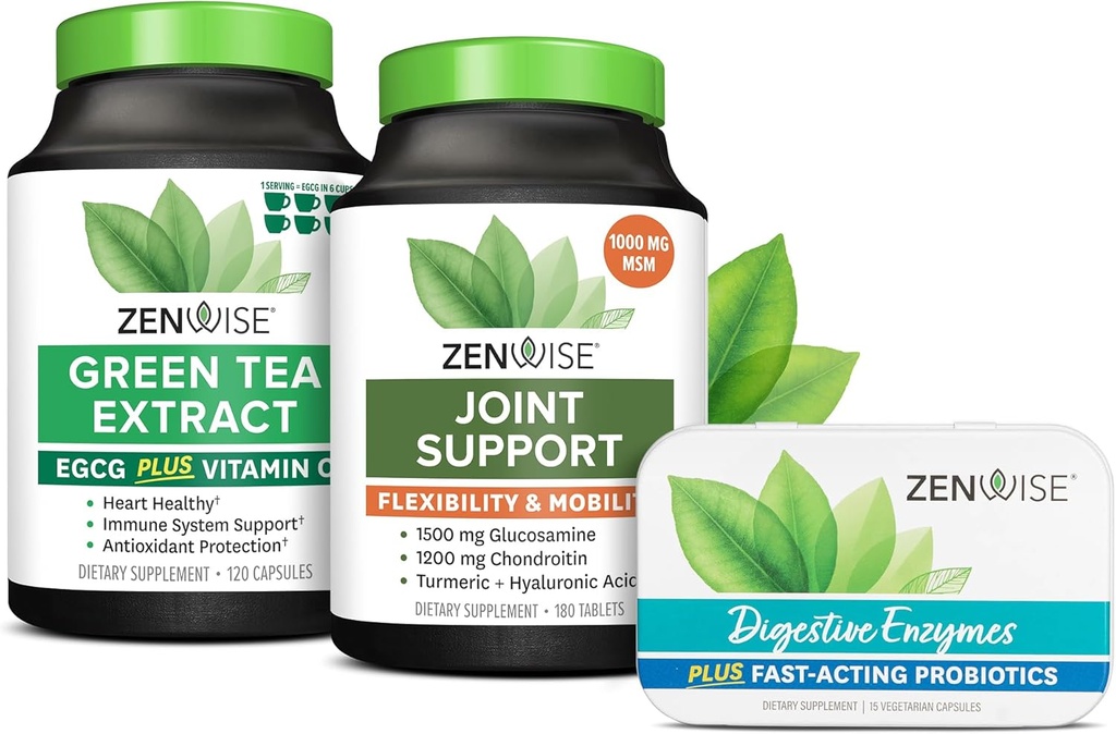 Zenwise Health Green Tea Extract, Joint Support, Free Travel Boyut Enzymes