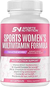 Aktif kadınlar için MULTITAMIN, 60 Capsules, Multivitamin & Multi-Mineral Supplement for Women, Helps Support Energy Levels, Focus, Concentration & Immune Health Health
