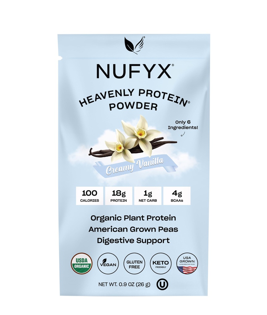 NUFYX® • Göksel Protein® Toz • Dünyanın En Güzel Yüzde 100 Organik Amerikan Büyülü Konutu • Vegan • Gluten Free • Low Carb (Creamy Vanilla, Packet)
