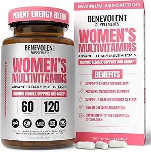 Kadınlar için Multivitamin - Enerji için Tamam, Immunity, & Kadın Desteği - Biotin, Kalsiyum, Magnezyum - Non-GMO, Vegetarian Women's Multivitamin - 120 Caps