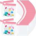 24 Pieces Pill Pouch Çantası Kaplamalı Pill Pouch Set Reusable Translucent Medicine Organizer SelfStart Medicine Bag Travel Plastik Pill Çanta with Slide Lock Pill Baggies for Pills (Light Pink)