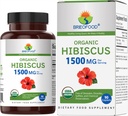Brieofood Organic Hibiscus 1500mg, 45 μερίδες, χορτοφαγικά, Χωρίς γλουτένη, 90 χορτοφαγικά δισκία