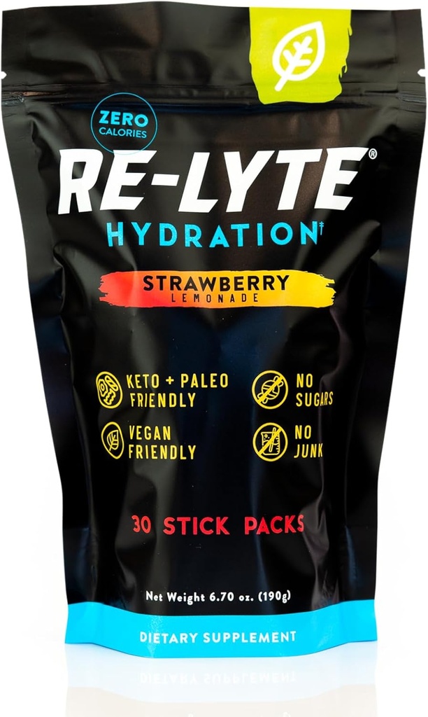 REDMOND Re-Lyte Hydration Electrolyte Drink Toz Mix (Strawberry Lemonade) 30 Stick Packs