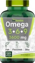 tnvitamins Triple Omega 3◆ 6◆ 9: 3600mg x 120 Softgels 