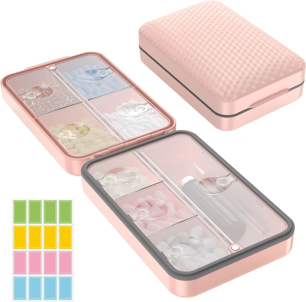 Restree Weekly Pill Organizer, Manyetik Moisture Kanıt Pill Case, Büyük Kapasite Seyahat Pill Box with İç Clear Lid for Vitamins, Supplements, and Daily Drugs 8 Karşılaştırma (Pink)