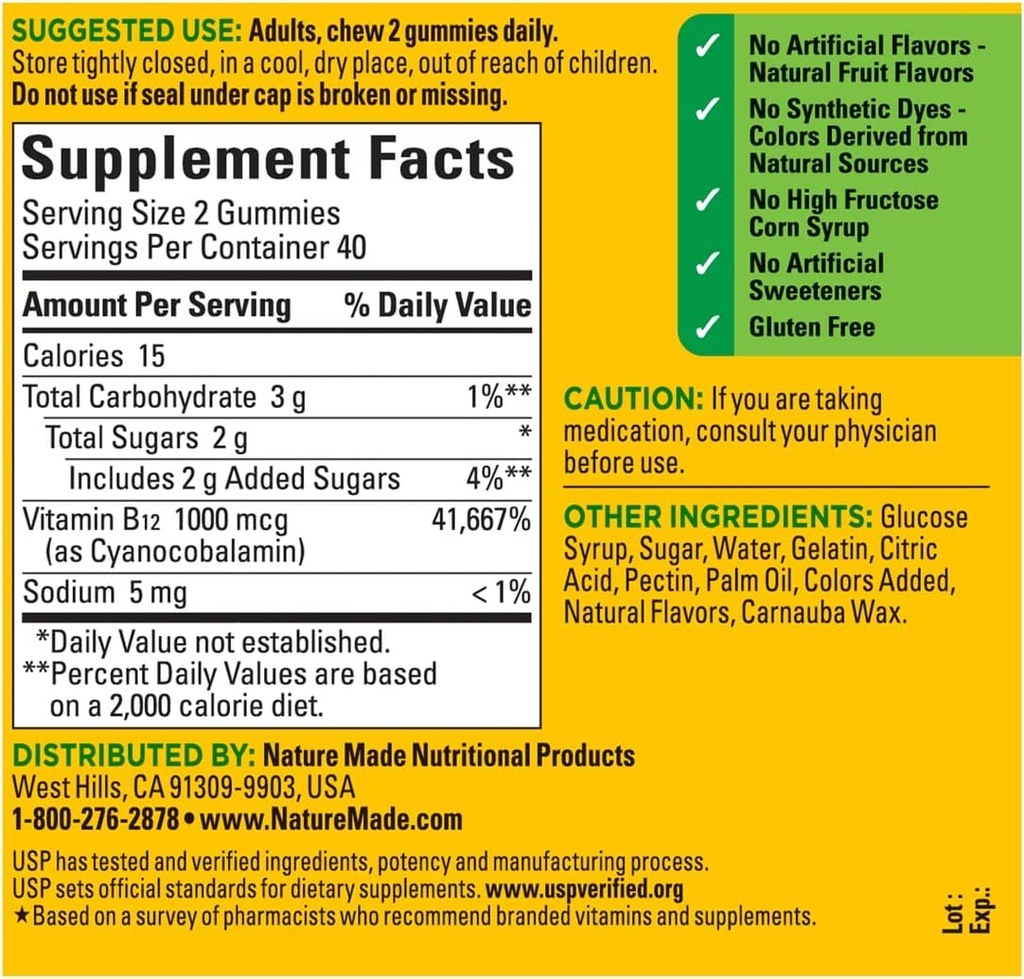 Doğa Made B12 Energy Gummies 80 Count, (Pack of 2), lezzet değişebilir.