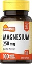 Sundance Magnezyum Supplement | 250 mg | 100 Caplets | Essential Mineral Formula | Vegetarian, Non-GMO, & Gluten Free