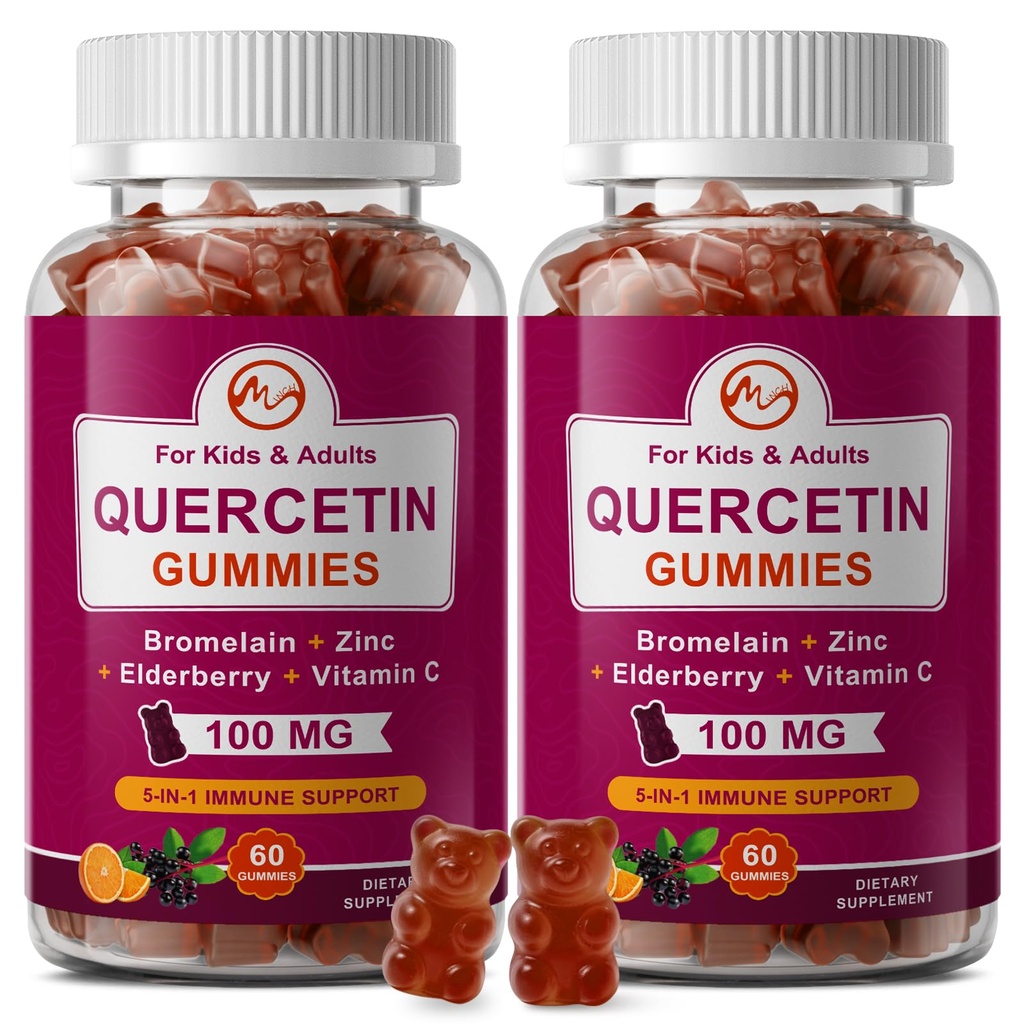 (2 Pack) Bromelain, Elderberry, çinko ve C vitamini ile Gummiess - Immunity için 700 mg Supplement, Alerji, Aging Support - Vegan Gummies for Adult & Kid