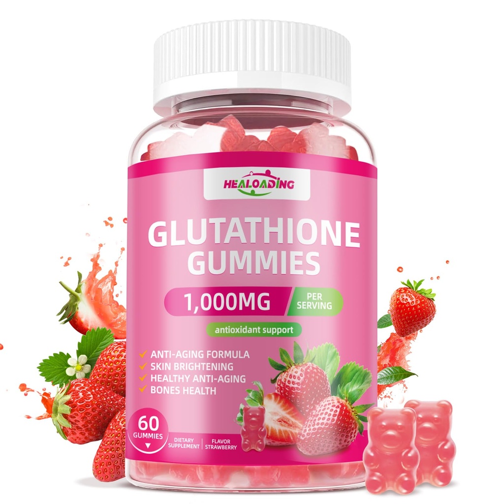 Glutathione Supplement Collagen Gummies: L-Glutamine Contains Marine Collagen Vitamins C, E, D&B12 Glutathione Gummies 1000 mg for Anti-Aging Formula andBoost Bones