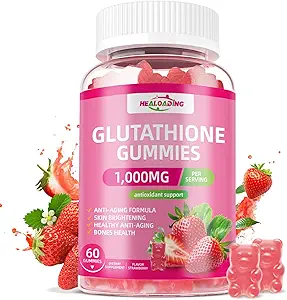 Glutathione Supplement Collagen Gummies: L-Glutamine Contains Marine Collagen Vitamins C, E, D&B12 Glutathione Gummies 1000 mg for Anti-Aging Formula andBoost Bones