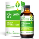 Bold Botanica Plant Omega 3-6-9, Ahiflower Oil, Vegan Omega 3, Brain & Immune Health, Better Than Flax, Fish Free, Great Taste, Sugar-Free, Non-GMO, Liquid- 4 oz