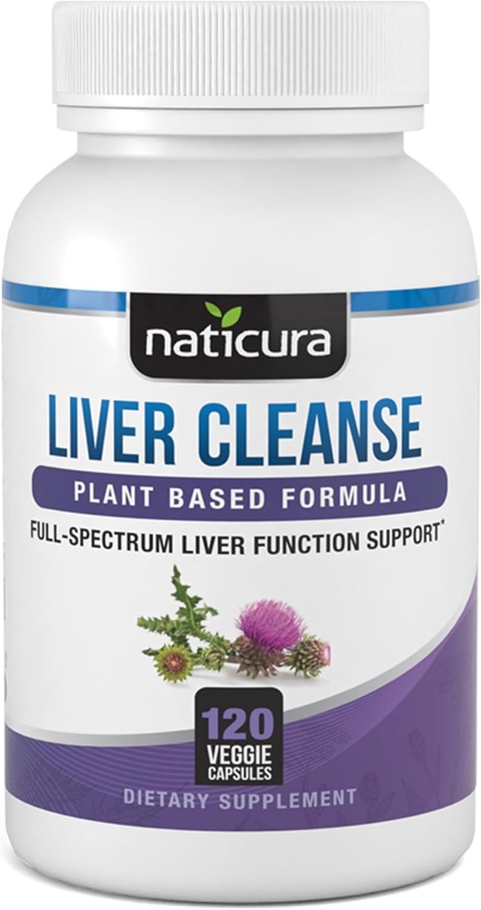 Liver Cleanse Plant-Based Formula - Vegan Full-Spectrum Supplement with Milk Thistle, Vitamin C and Çinko for Liver Function and Immune Support - 120 Capsules - No Fillers or GMO