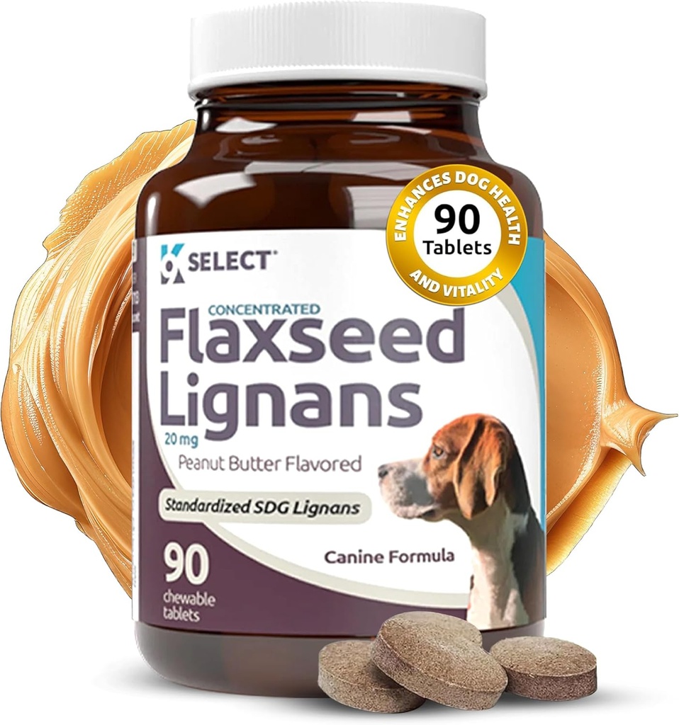 K9 Επιλέξτε συμπυκνωμένα Lignans flaxseed για σκύλους, 20mg 90 δισκία, φυστικοβούτυρο Γεύση Μασώμενα, Impove Coat