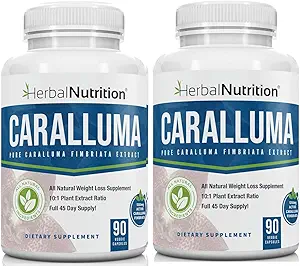 Herbal Beslenme Caralluma Fimbriata 180 Capsules İki Şişe Paketi En Güçlü 10:1 Ekstraksiyon Oranı 1200 mg All-Doğal Diyet, Enerji, Endurance ve Kilo Yönetimi Supplement