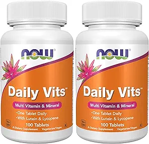 NOW Συμπληρώματα, Daily VitsTM, One Tablet Καθημερινά με Lutein & Lycope, 100 Tablets (Pack of 2)