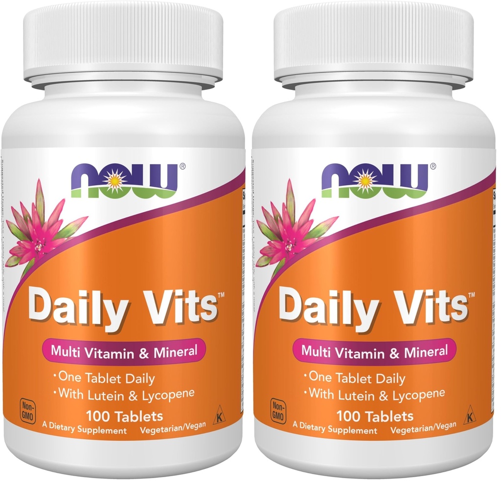 NOW Συμπληρώματα, Daily VitsTM, One Tablet Καθημερινά με Lutein & Lycope, 100 Tablets (Pack of 2)