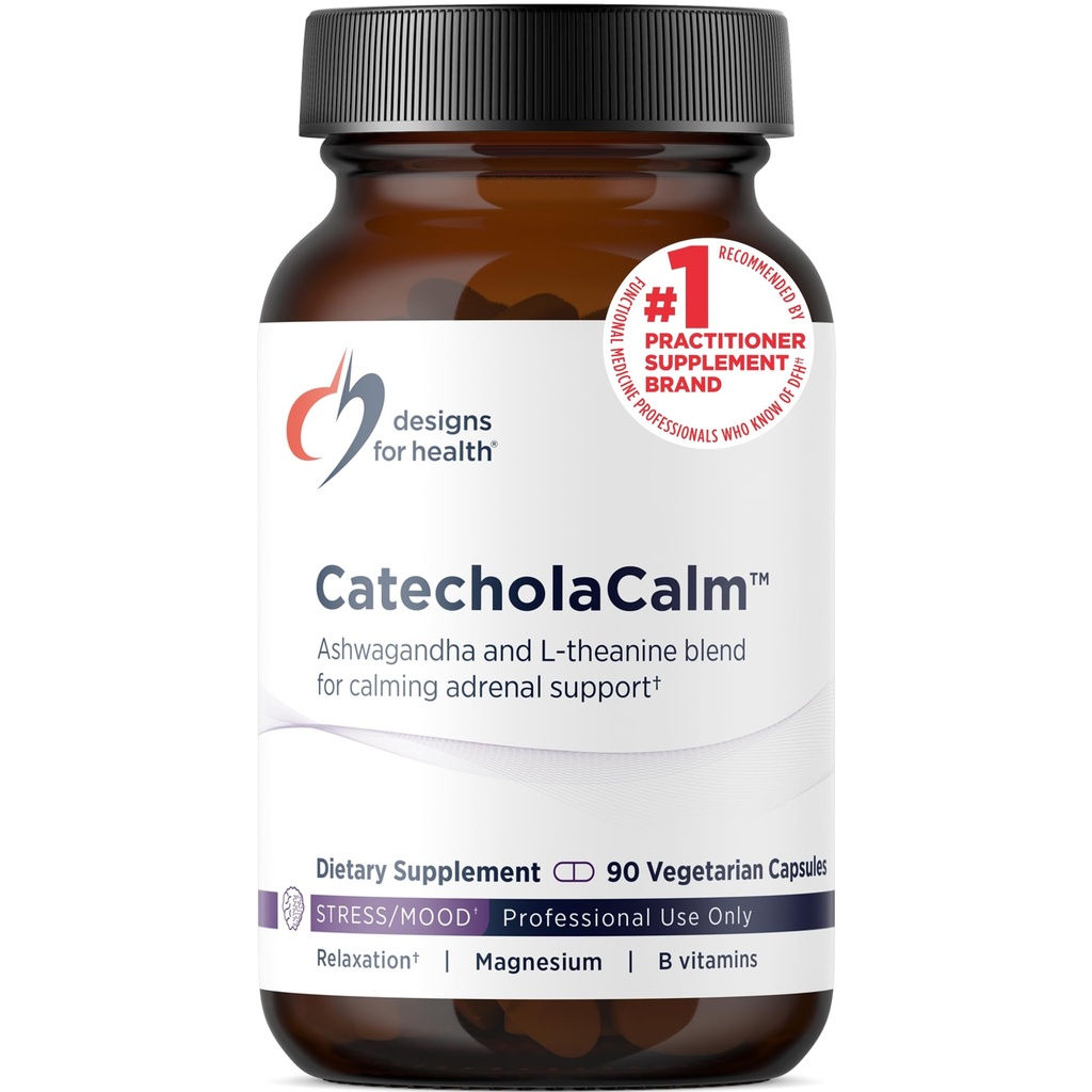 Designs for Health CatecholaCalm - Προσαρμόσιμα Βότανα + Βιταμίνες για Mood, Ήρεμη Υποστήριξη με L-Θεανίνη, Πάθος Λουλούδι + Φωσφατιδυλσερίνη - Συμπλήρωμα Μη ΓΤΟ (90 Κάψουλες)