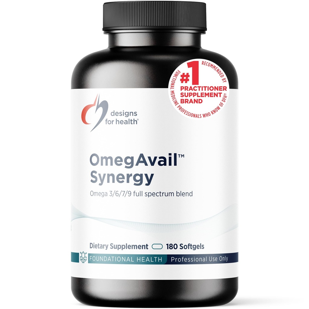 Sağlık OmegAvail Synergy için tasarımlar - Yetişkinler için Omega Kompleks - Borage ve Macadamia Oil + Triglyceride (TG) Balık Yağı DHA & EPA (180 Softgels)