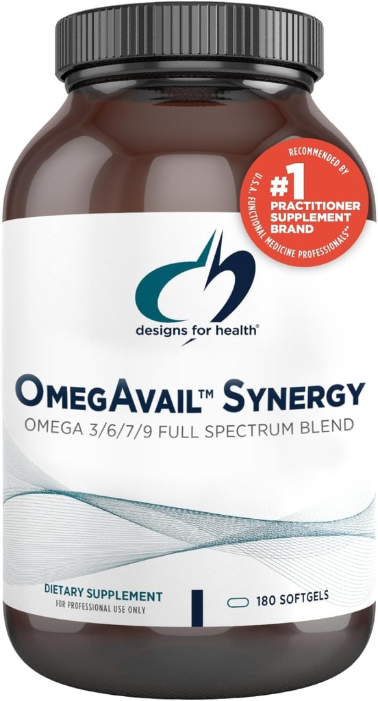 Sağlık OmegAvail Synergy için tasarımlar - Yetişkinler için Omega Kompleks - Borage ve Macadamia Oil + Triglyceride (TG) Balık Yağı DHA & EPA (180 Softgels)