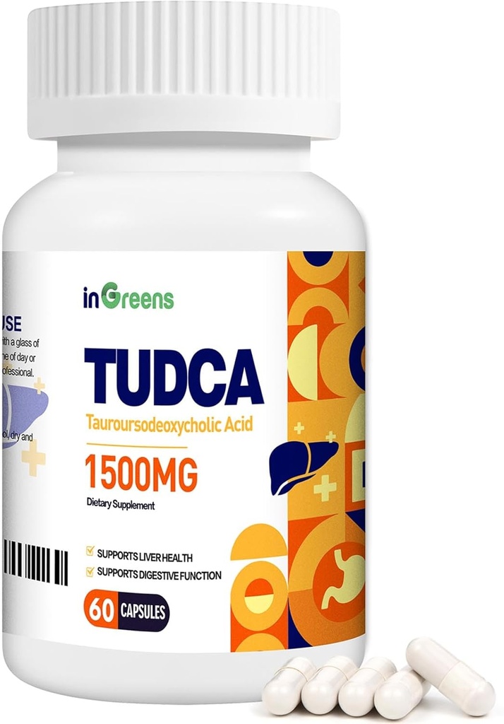 Pure TUDCA Συμπλήρωμα 1500 mg, Υψηλής καθαρότητας Ταουρσοδεοξυχολικό οξύ Άλατα της χολής, Ηπατική υποστήριξη για τον καθαρισμό του ήπατος Detox και την επισκευή, μη ΓΤΟ, εύκολο στην κατάποση, Κατασκευασμένο στις ΗΠΑ, 60 κάψουλες