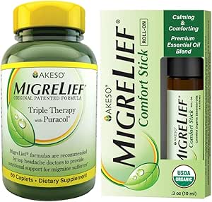 MigreLief Ημικρανία Combo για ενήλικες και εφήβους - ημερήσιο συμπλήρωμα και αιθέρια έλαια Roll-On