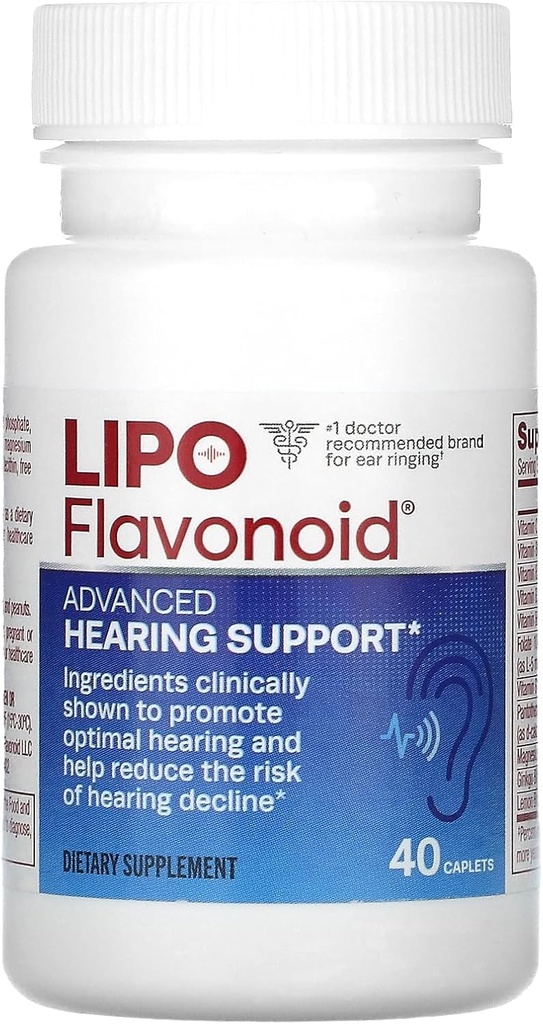 Lipo Flavono Advanced Hear Support Daily Supplement - Helps Reduce Risk of İşitme Decline & Optimal İşitme - 40 Caplets
