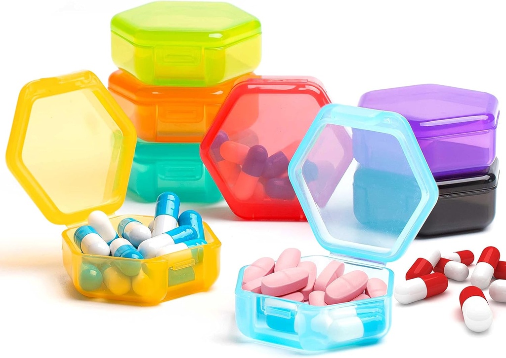 [8 Pack] Küçük Pill Organizer, Seyahat Pill Box Portatif Domuz Ücretsiz Mini Pill Pocket, Pills İlaç ve Vitaminler Sahibi (Vivid Colors)