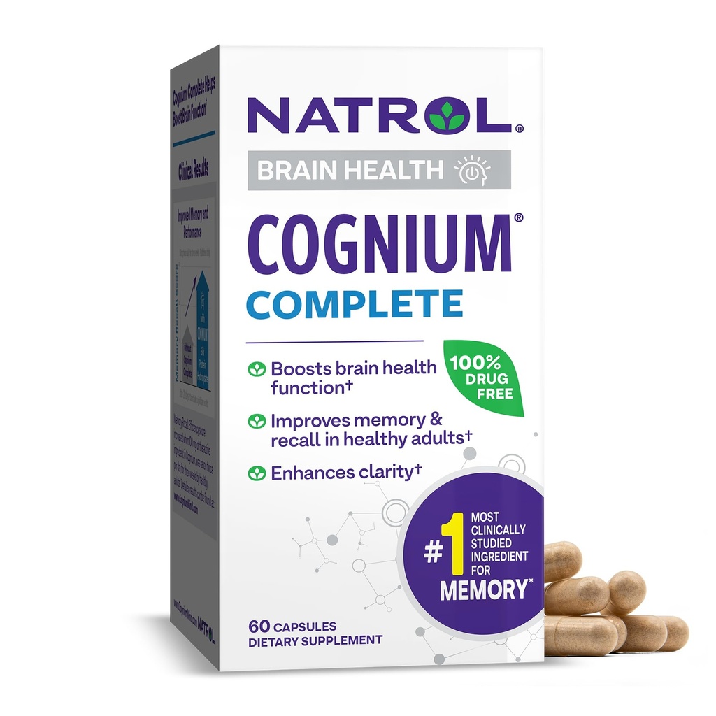Natrol Cognium Tamam, Beyin Sağlığı için Diyetsel Supplement, Yetişkinler için Beyin Sağlığı Supplements, 60 Capsules, 30 Day Supply