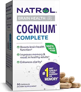 Natrol Congnium Complete, Συμπλήρωμα διατροφής για την υγεία του εγκεφάλου, Συμπληρώματα υγείας του εγκεφάλου για ενήλικες, 60 κάψουλες, 30 ημέρες προσφοράς