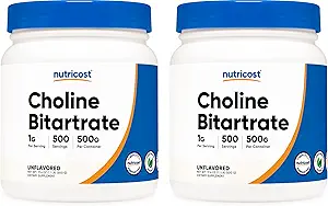 Nutricost Pure Choline Bitartrate Toz 500G (2 Şişe)