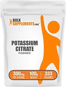BulkSupplements.com Κιτρικό κάλιο σε σκόνη - Συμπλήρωμα καλίου, Συμπλήρωμα ηλεκτρολυτών - Καθαρό, χωρίς γλουτένη - 310mg ανά υπηρεσία, Πολλαπλές Σερβιέτες (100 γραμμάρια - 3,5 oz)