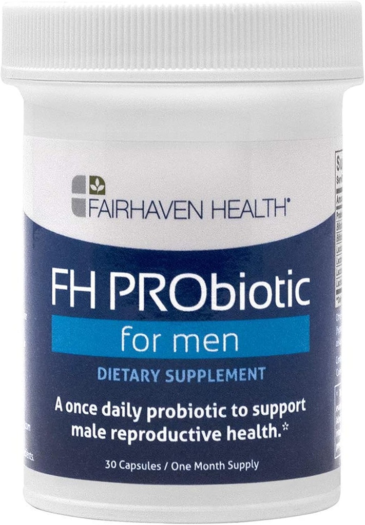 Fairhaven Health FH PRObiyotik for Men | Erkek Ferttitude Supplement | 6 Probiyotik Strains to Support Male Fertness | Gluten and Soy Free | 1 Moon Supply