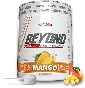 EHP Labs Beyond BCAA Powder Amino Acids Supplement for Muscle Recovery - 8g of Sugar Free BCAAs Amino Acids Post Workout Recovery Powder & 10g of EAA Amino Acids Powder - 60 Servings (Mango)