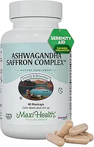 Ashwagandha Supplements Kompleks with Saffron - 600 mg Ashwagandha Capsules & 30mg Stres Yardımı için Saffron Tür: Mood & Calm – Kosher, 60 Capsules