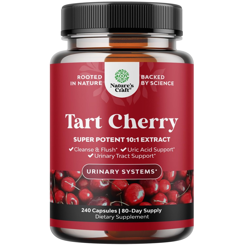 Κάψουλες Ταρτάρ - Ταρτάρ Cherry Extract Κάψουλες 7500mg για τον καθαρισμό ουρικού οξέος για τις ουροδόχους και τα νεφρά Υποστήριξη - Συμπλήρωμα εκχύλισμα φρούτων για την υγεία & κοινή υποστήριξη ούρων - 240 Ct